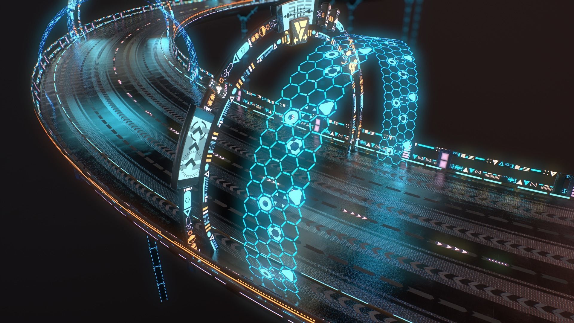 Sci-fi Road Low-poly 3D model_2