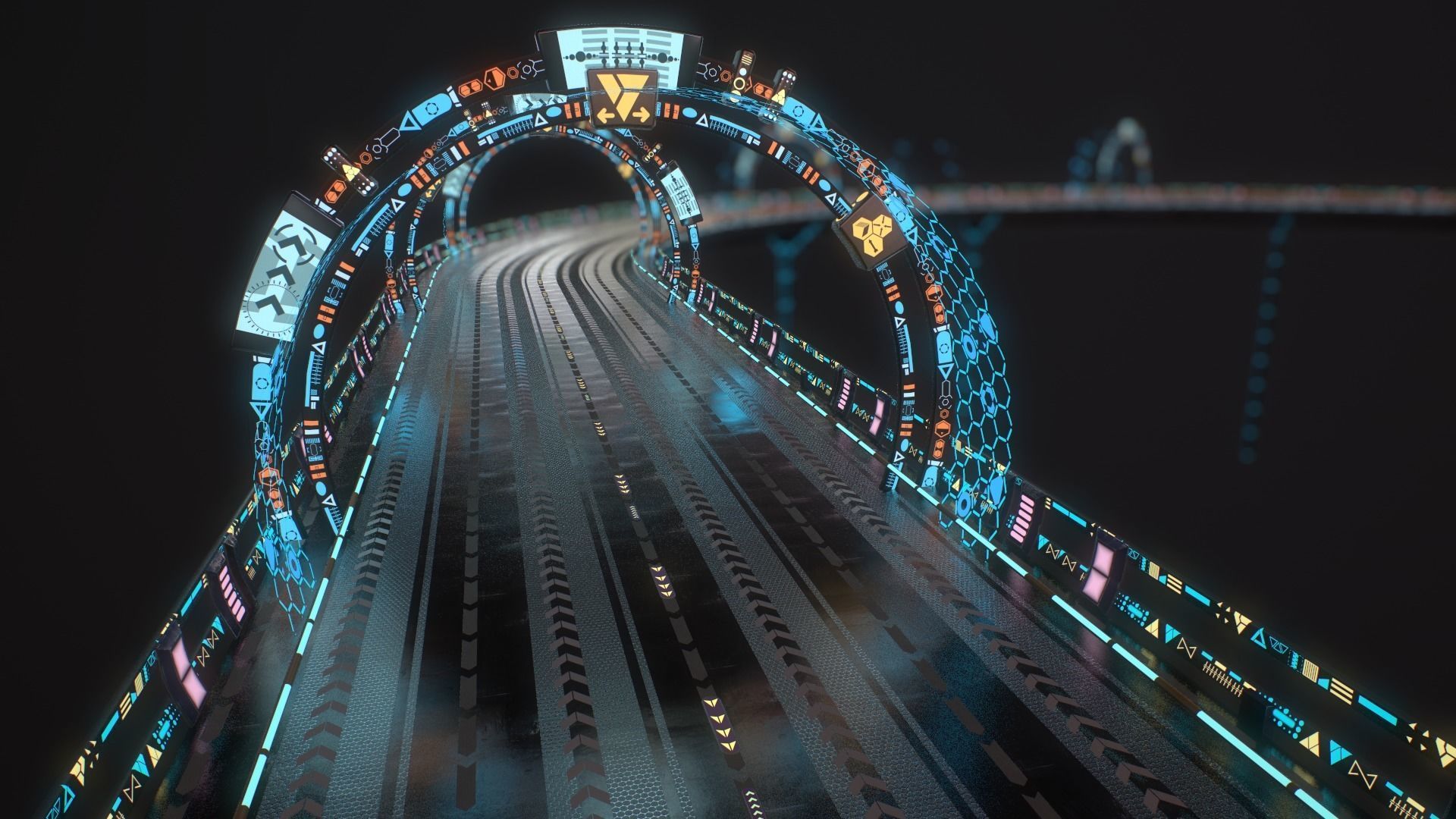 Sci-fi Road Low-poly 3D model_14