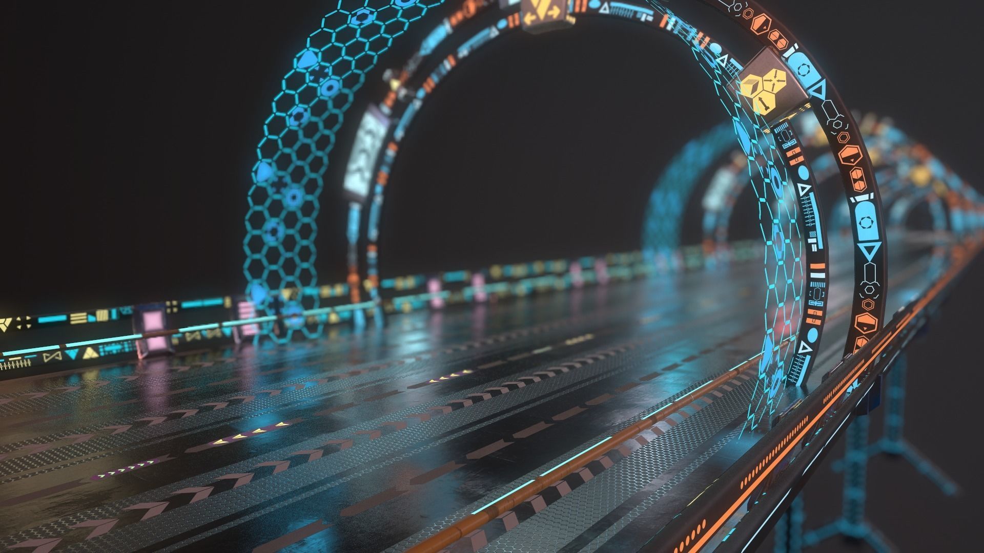 Sci-fi Road Low-poly 3D model_5