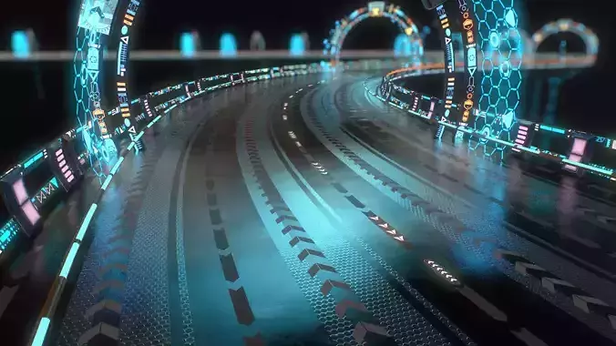 Sci-fi Road Low-poly 3D model