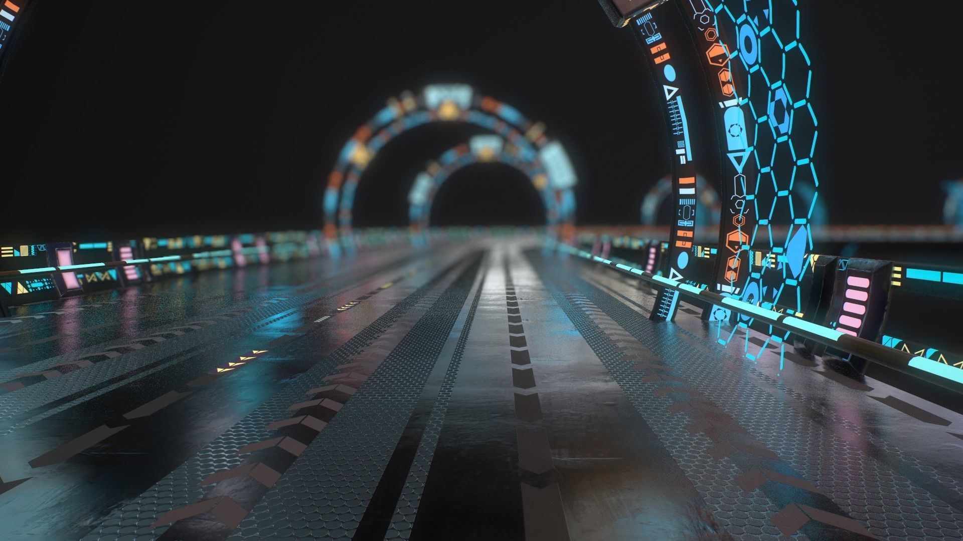 Sci-fi Road Low-poly 3D model_7