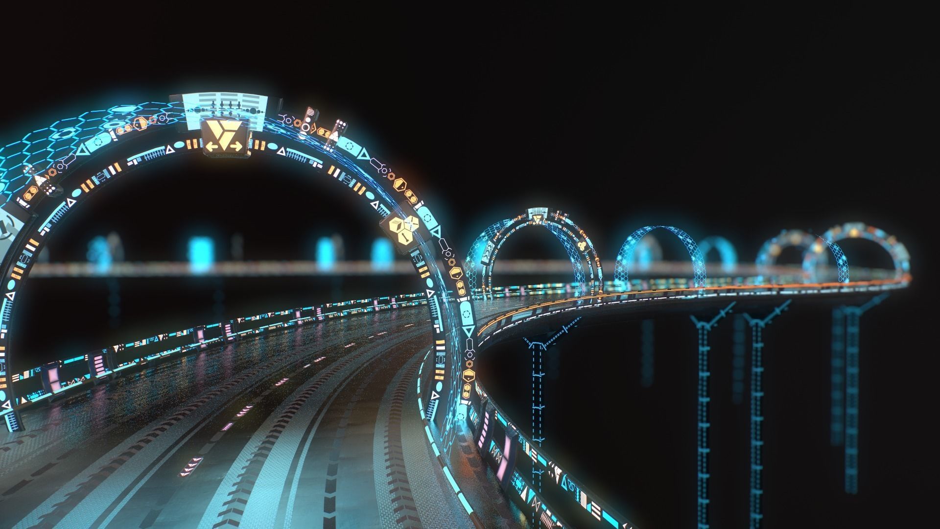 Sci-fi Road Low-poly 3D model_23