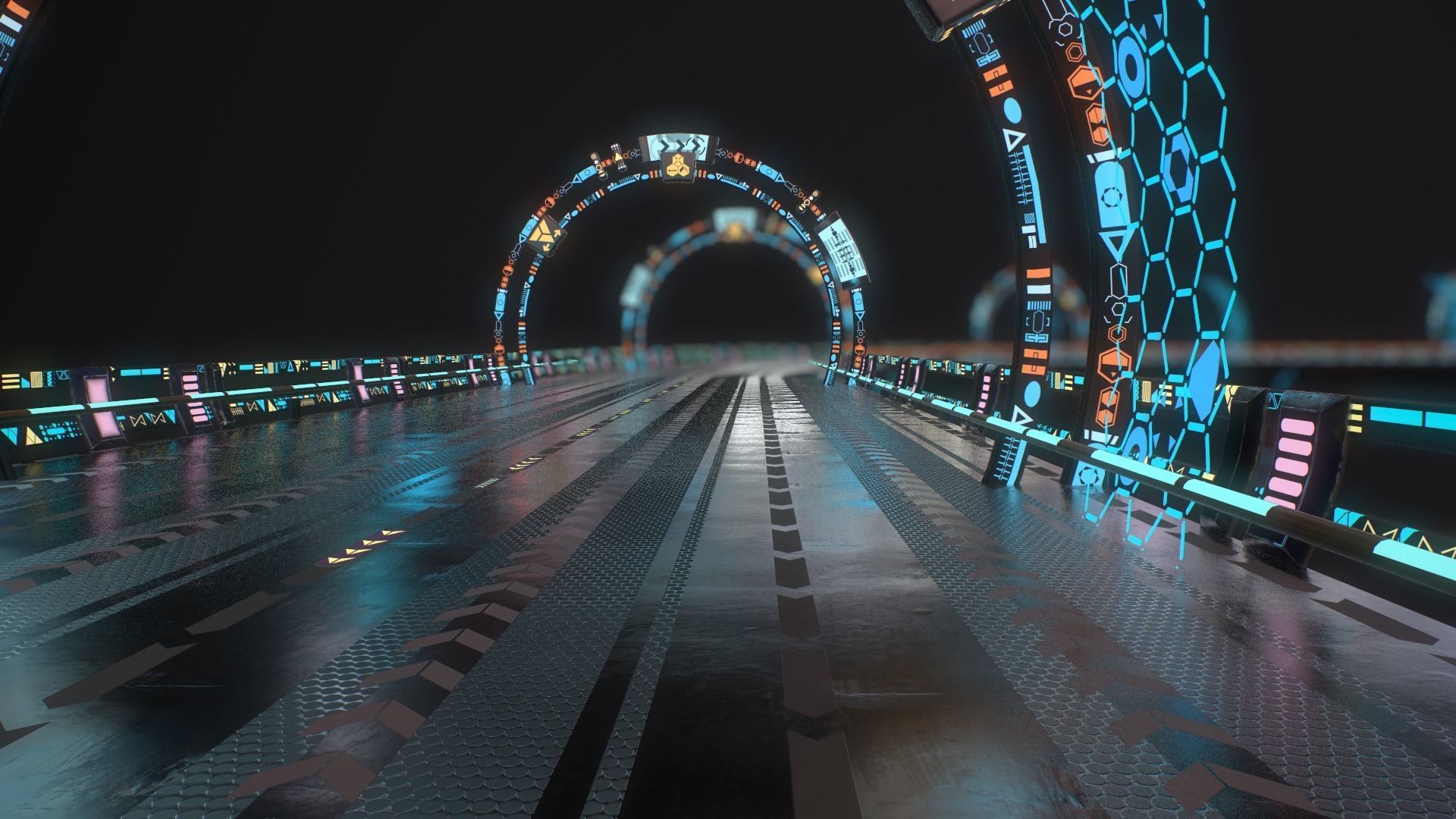 Sci-fi Road Low-poly 3D model_9