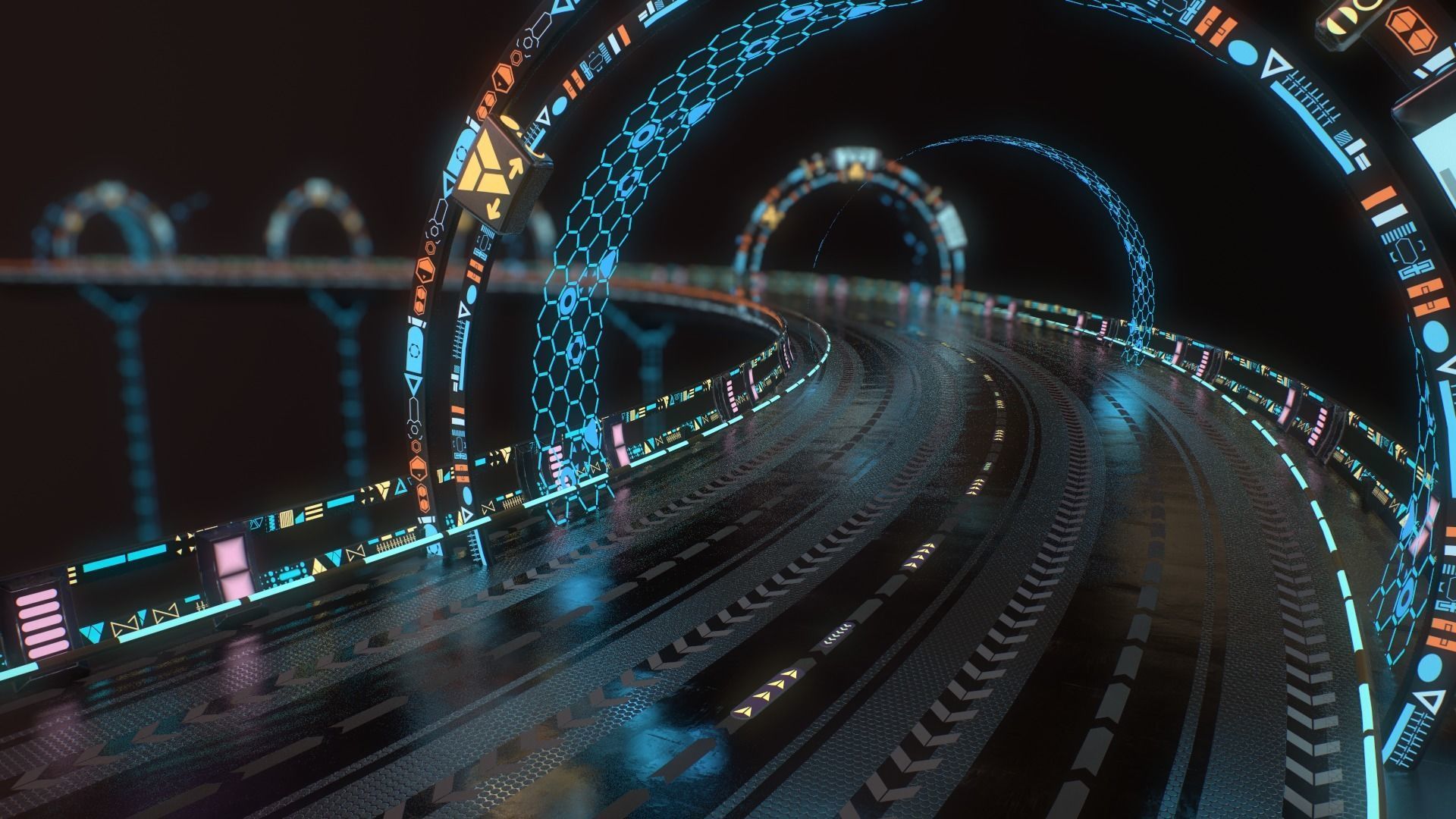 Sci-fi Road Low-poly 3D model_12