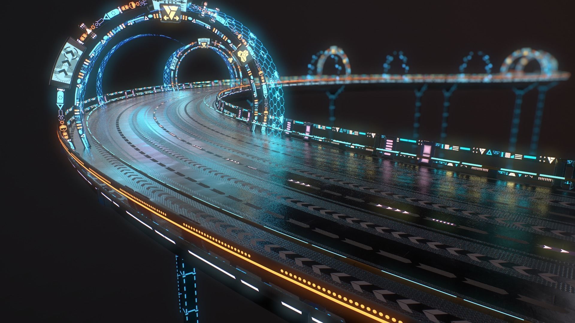 Sci-fi Road Low-poly 3D model_3
