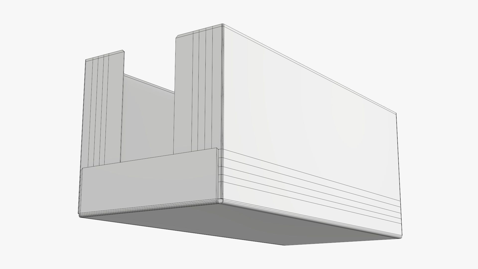 Tray cardboard box short shelf 3D model_7