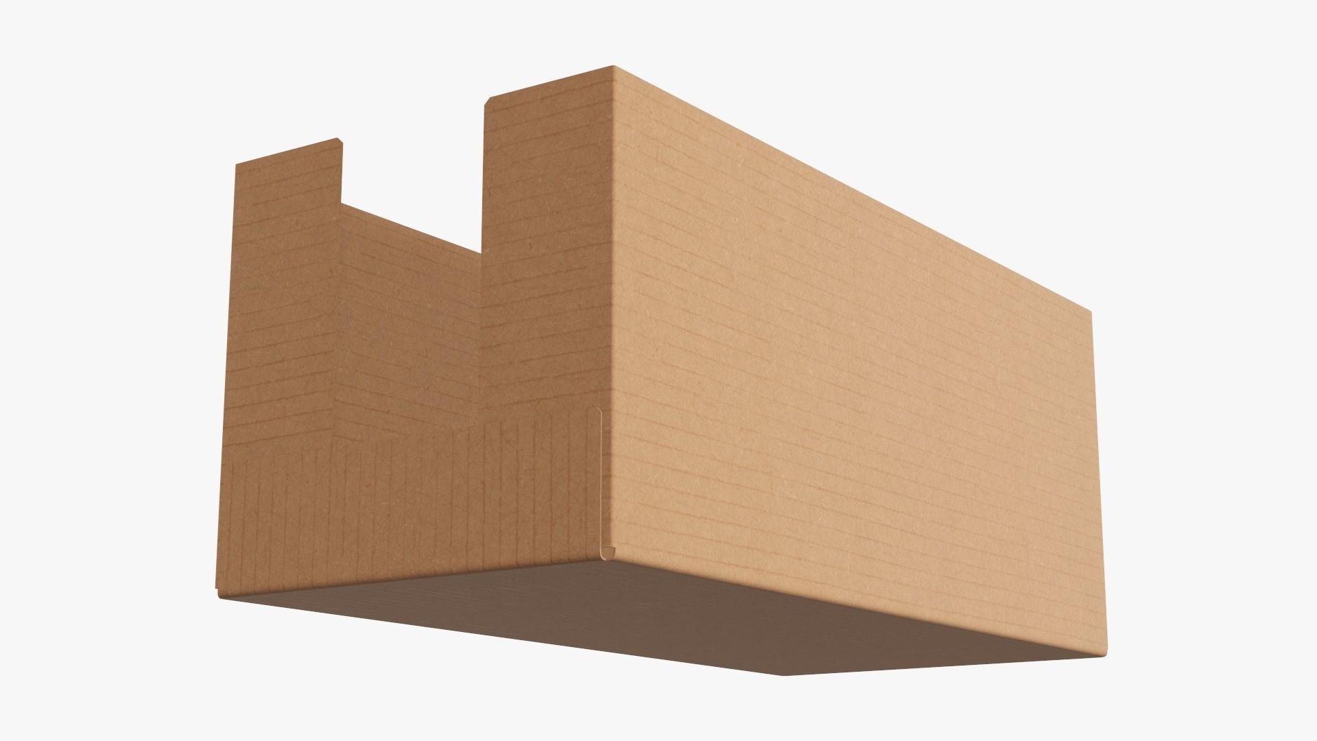 Tray cardboard box short shelf 3D model_2