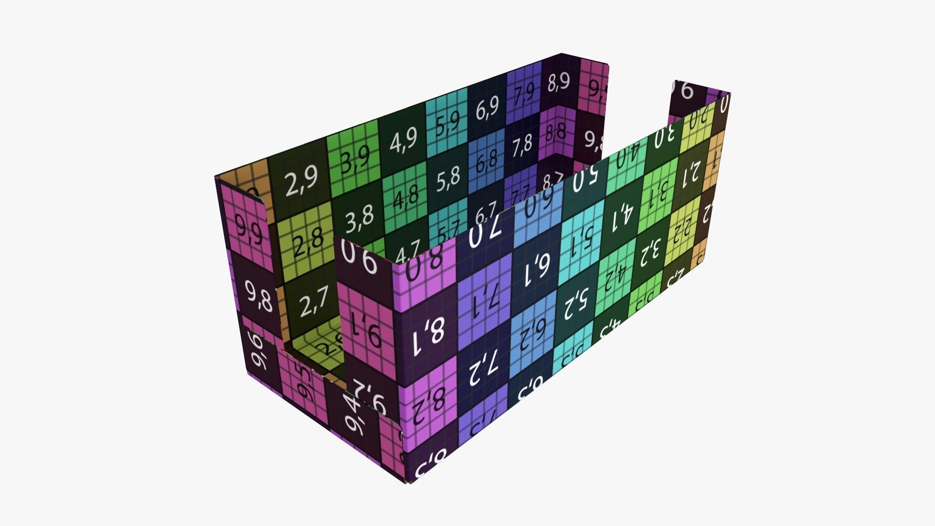 Tray cardboard box short shelf 3D model_10