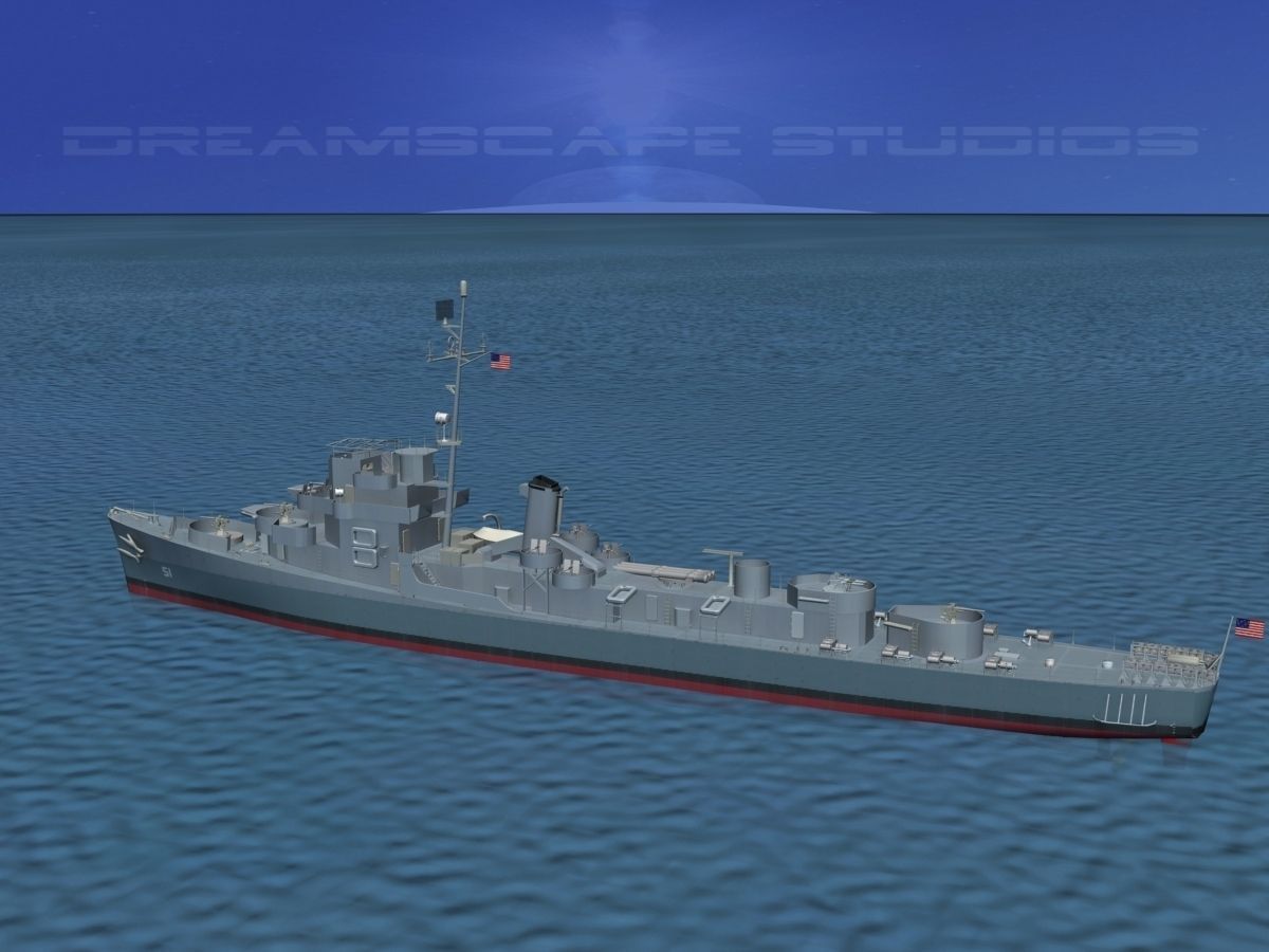 Destroyer Escort DE-51 USS Buckley 3D model_7