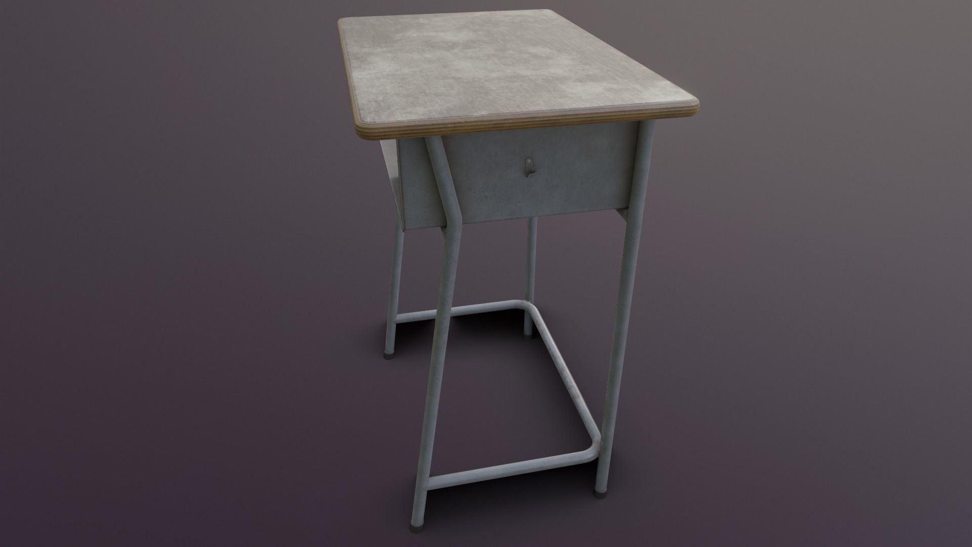 Old Japanese School Desk Low-poly 3D model_22
