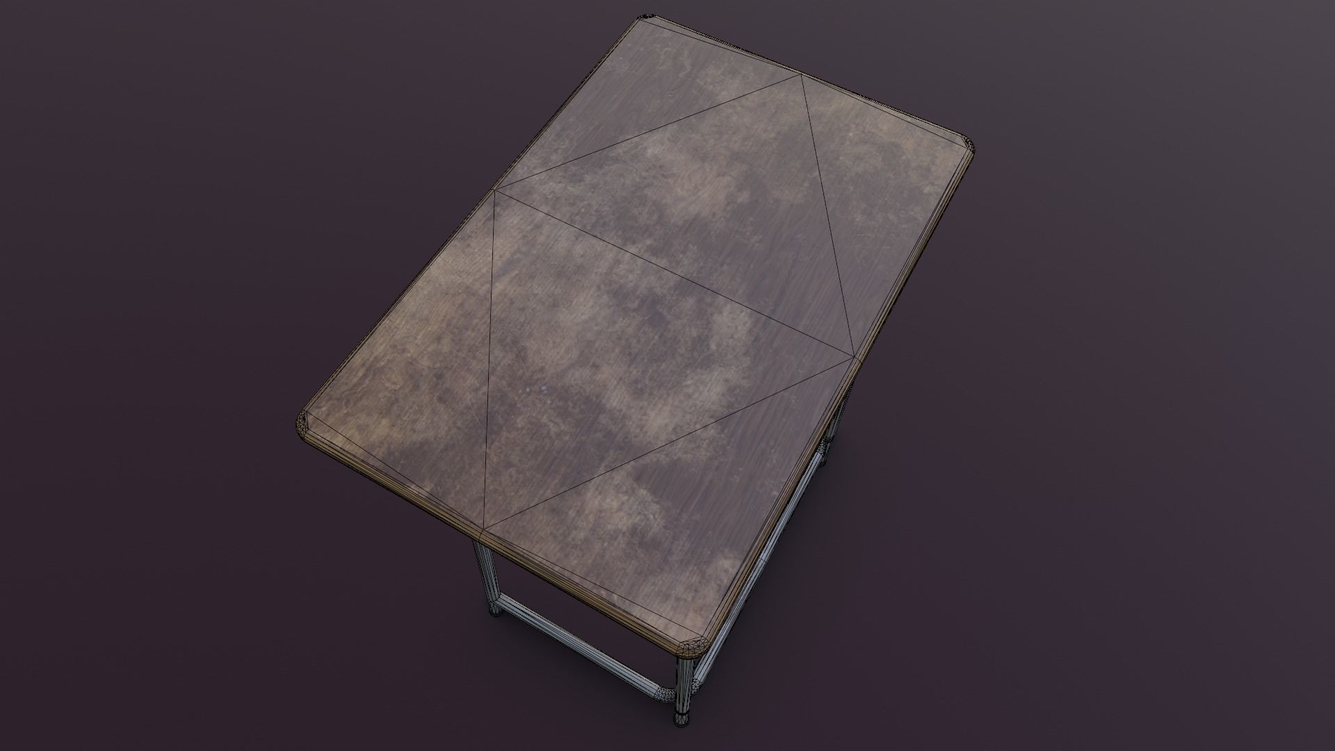 Old Japanese School Desk Low-poly 3D model_27