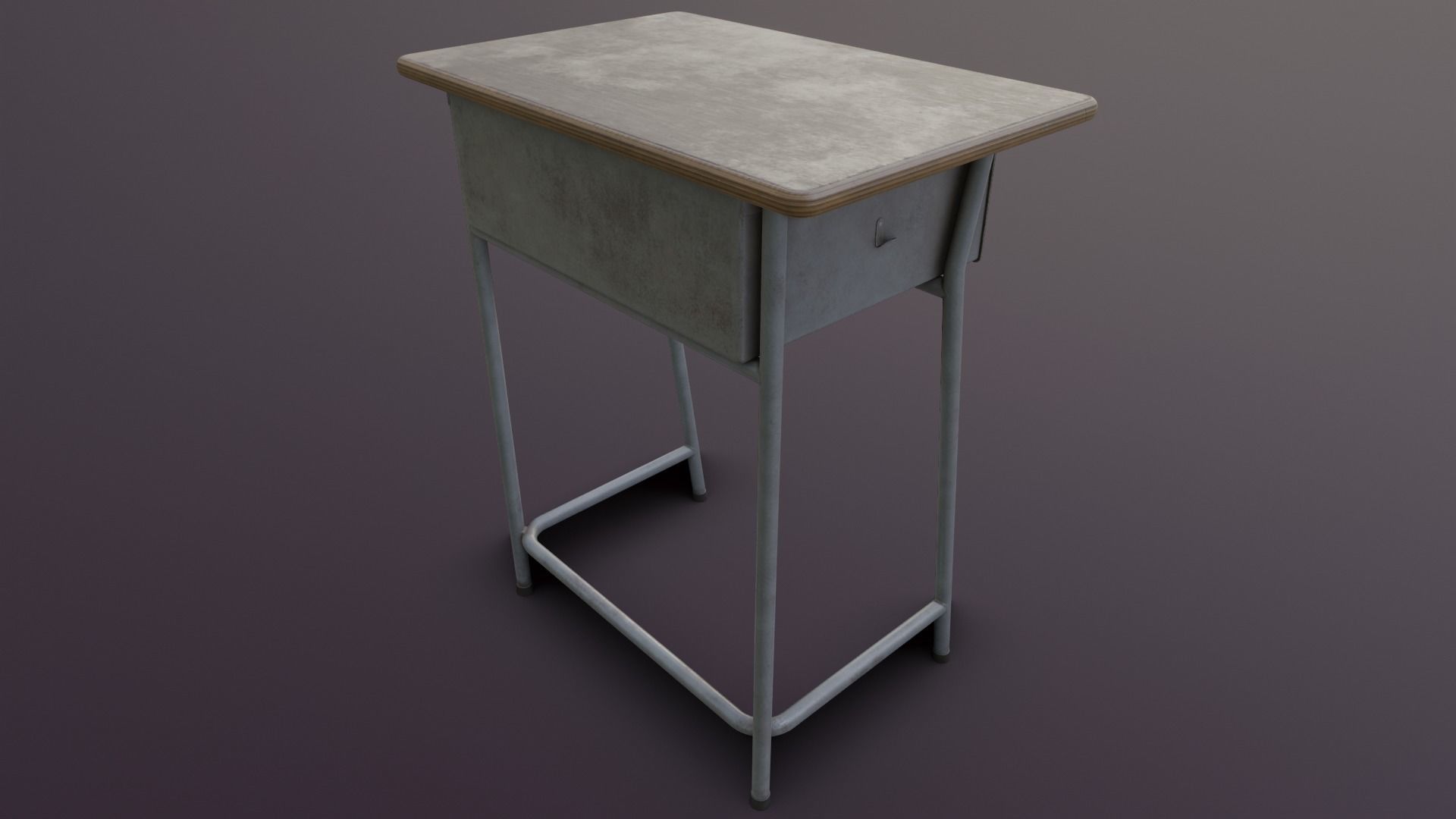 Old Japanese School Desk Low-poly 3D model_8