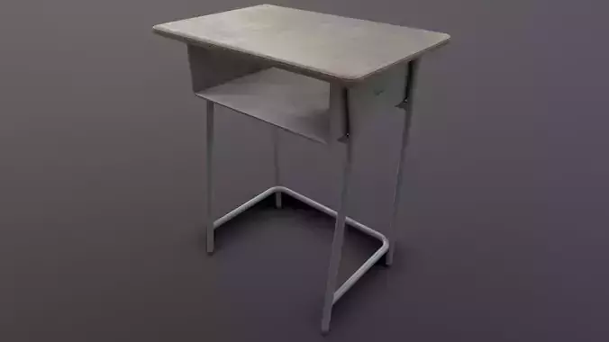 Old Japanese School Desk Low-poly 3D model