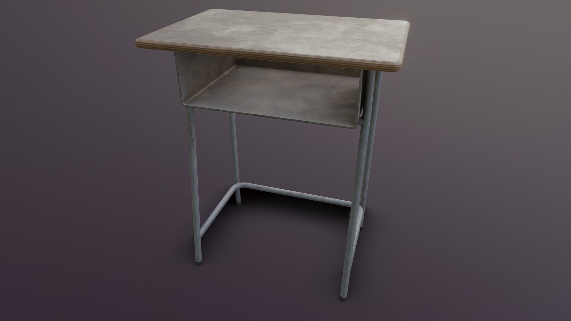 Old Japanese School Desk Low-poly 3D model_18