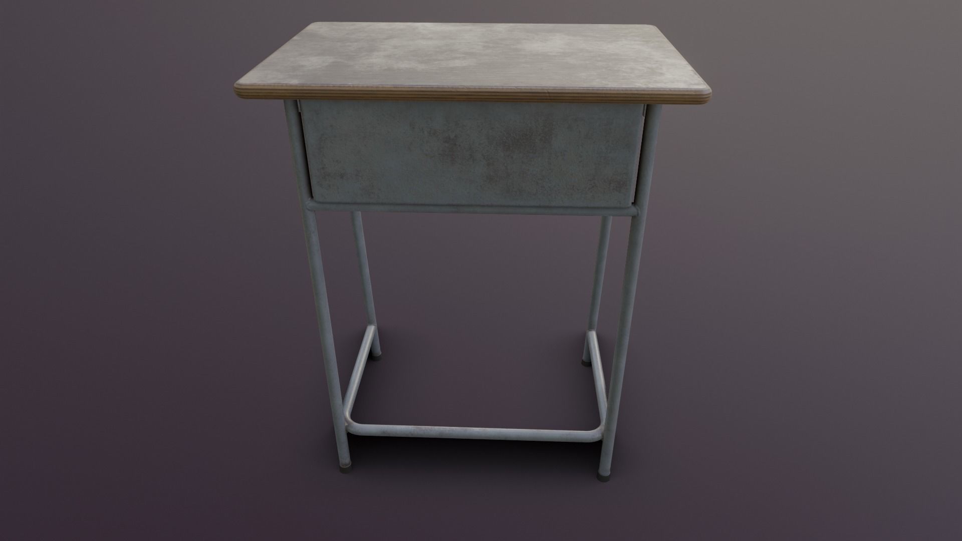 Old Japanese School Desk Low-poly 3D model_5