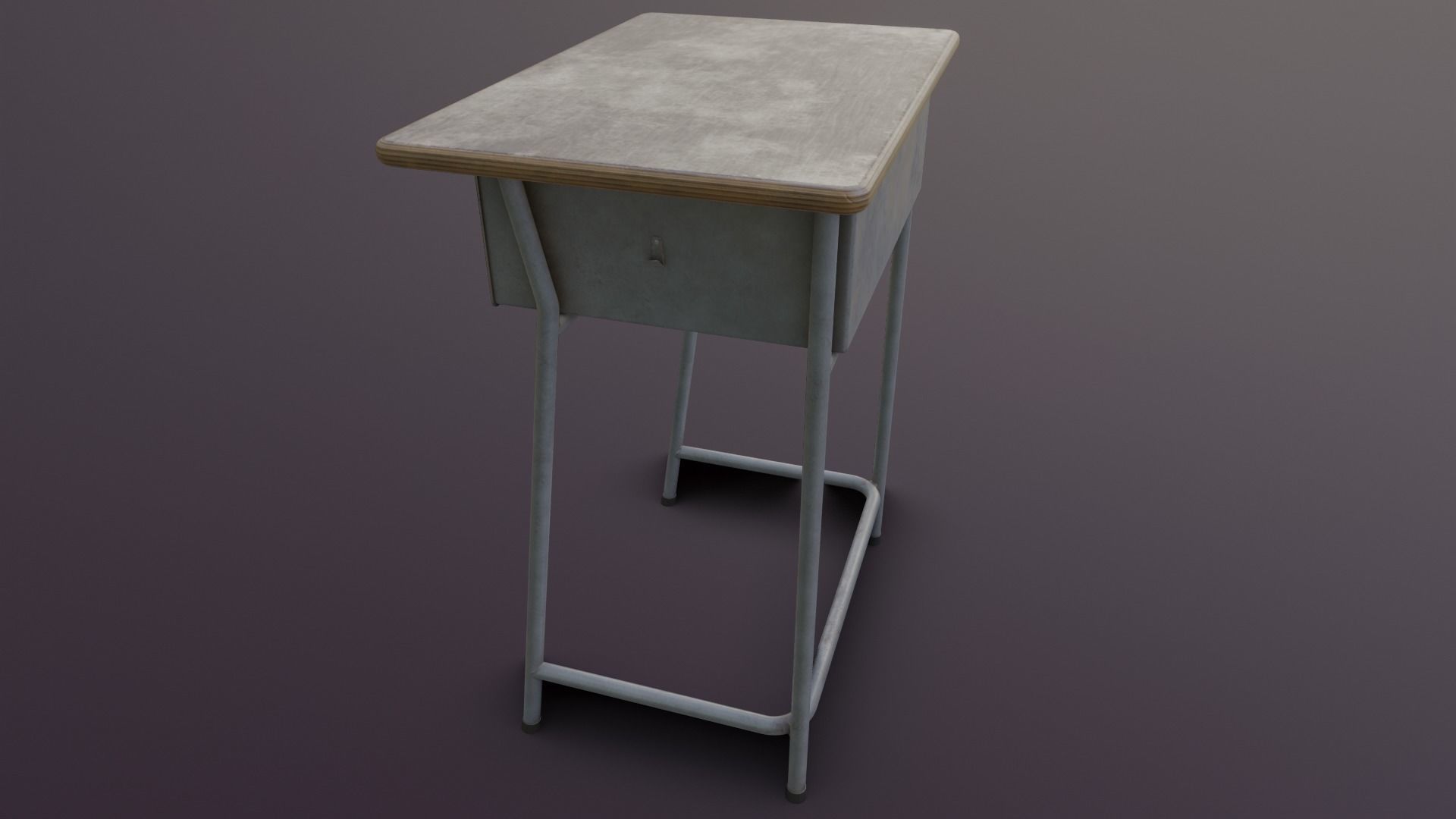 Old Japanese School Desk Low-poly 3D model_24