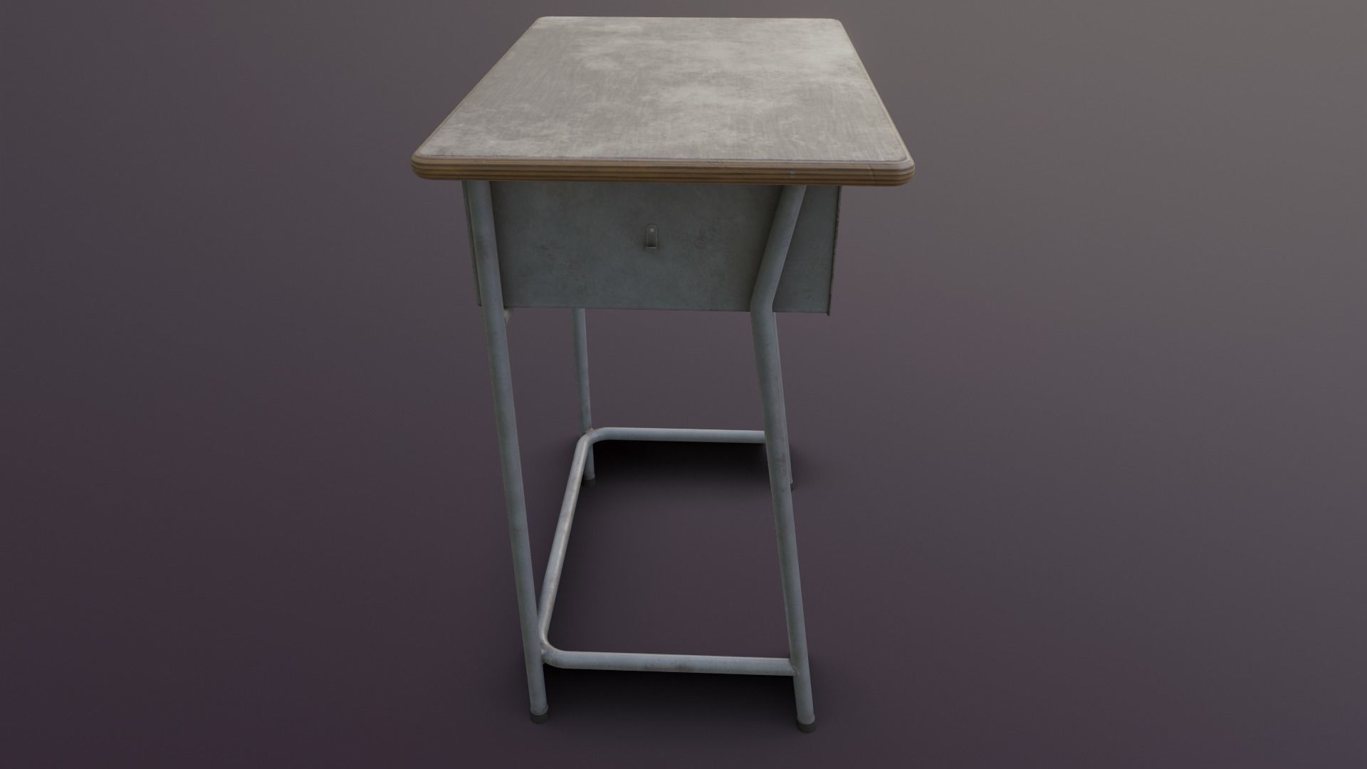 Old Japanese School Desk Low-poly 3D model_11