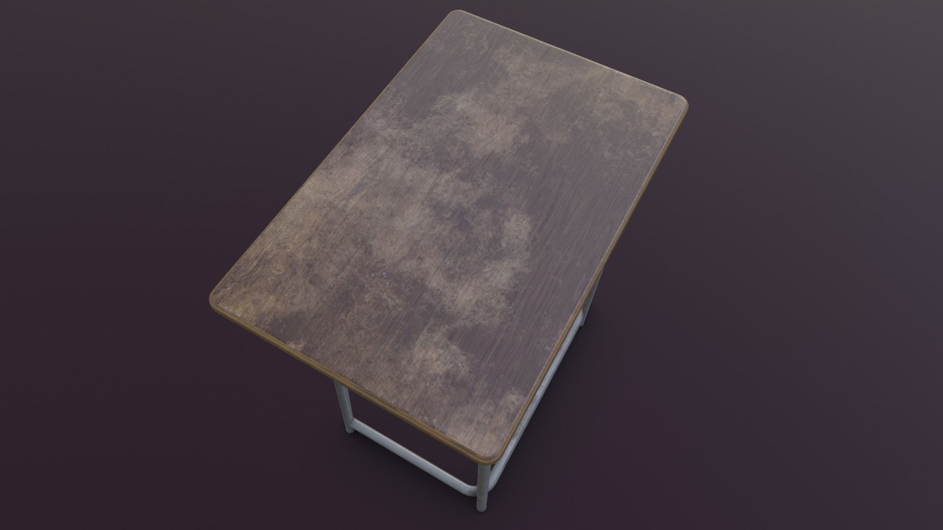 Old Japanese School Desk Low-poly 3D model_26