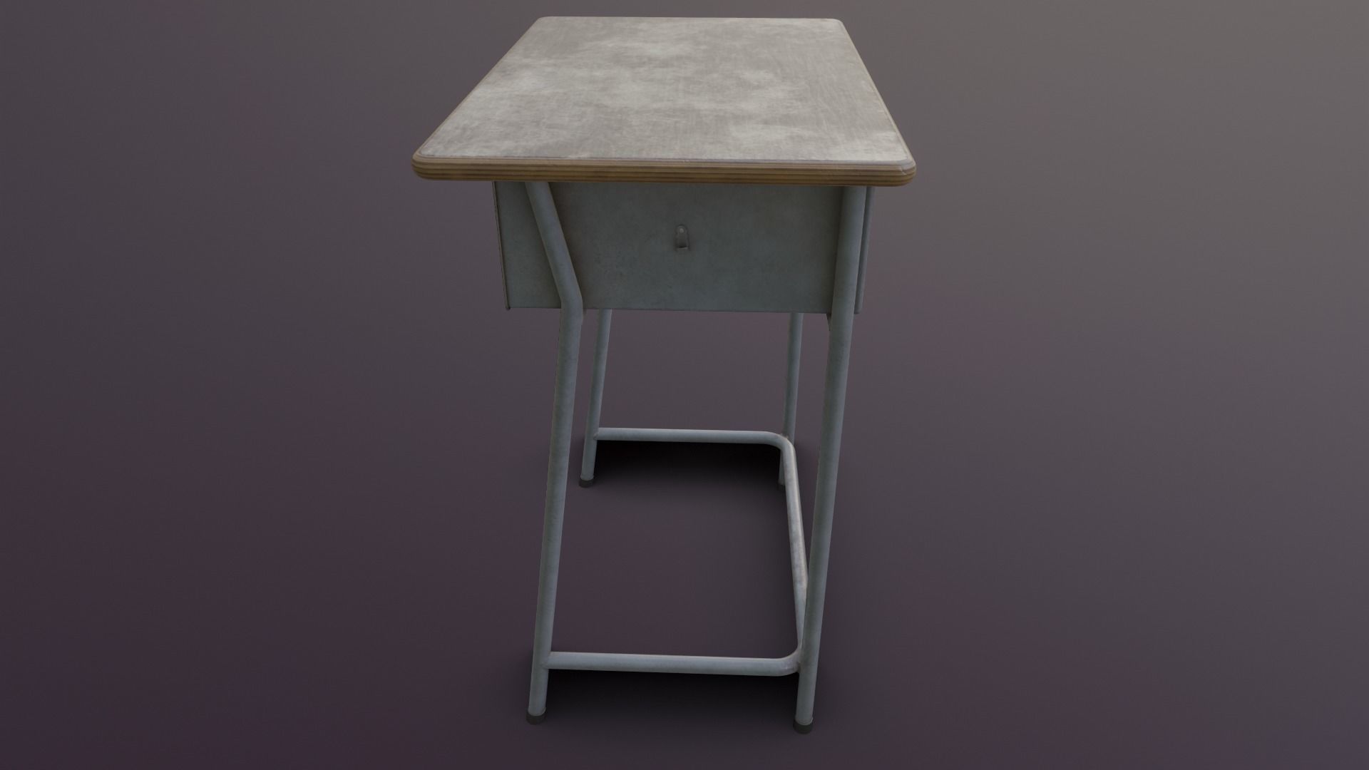 Old Japanese School Desk Low-poly 3D model_23