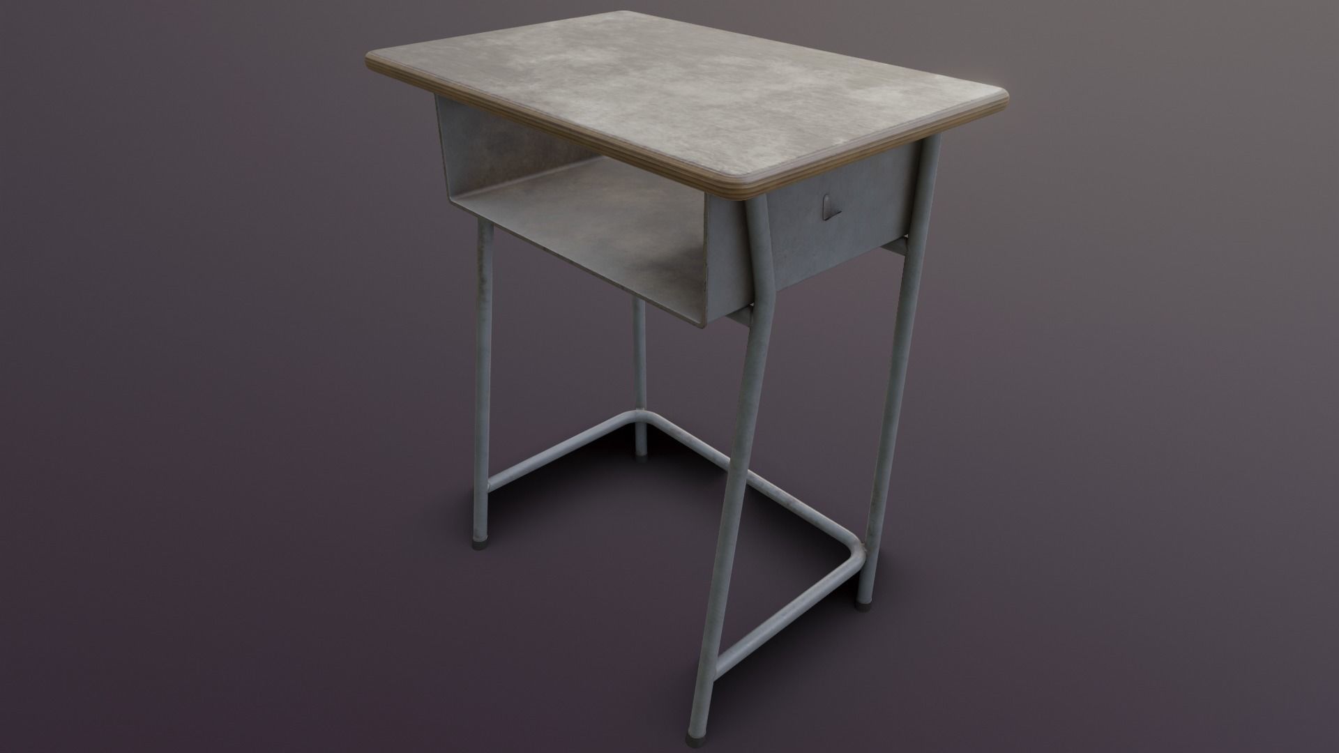 Old Japanese School Desk Low-poly 3D model_20
