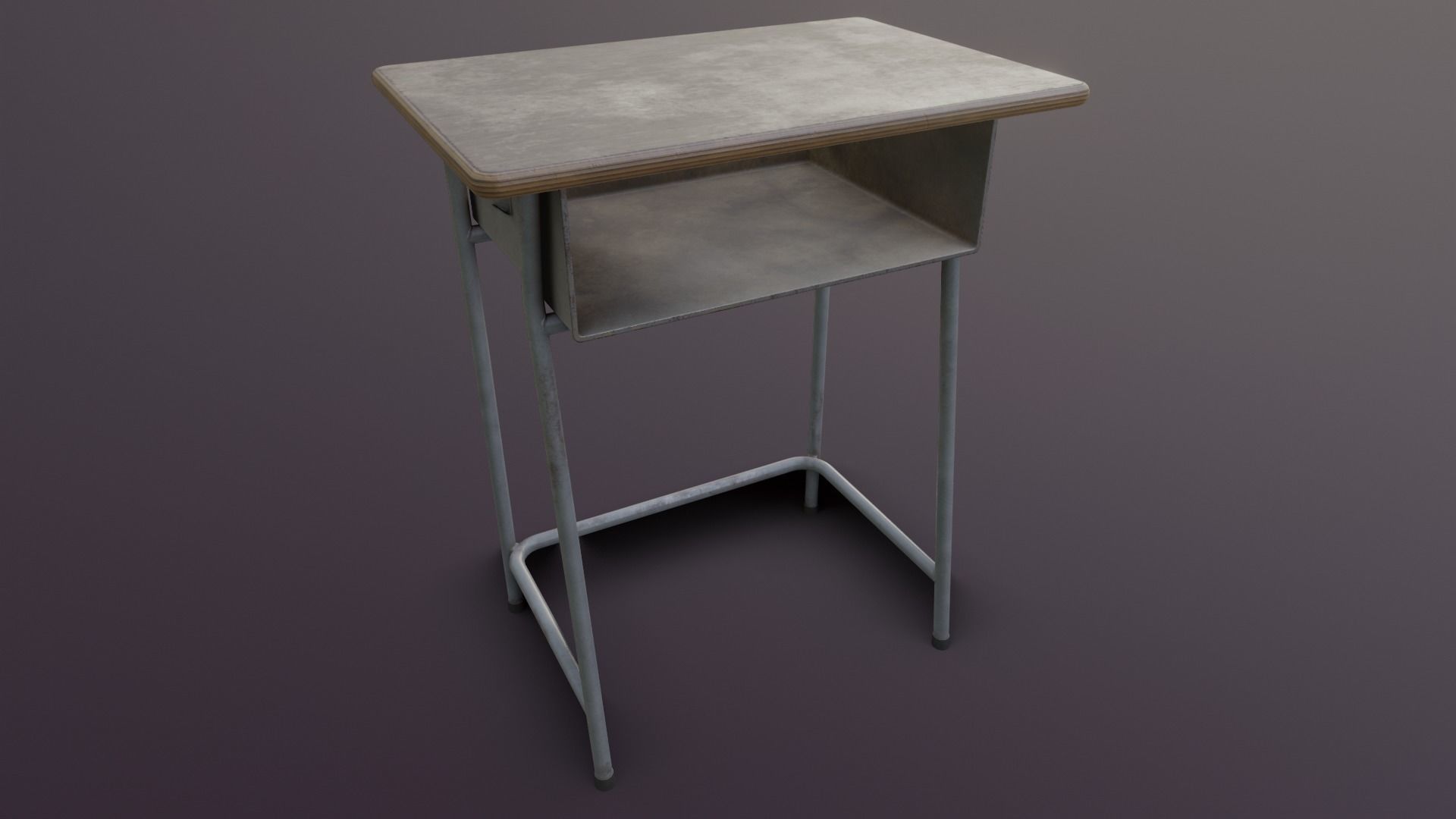 Old Japanese School Desk Low-poly 3D model_15