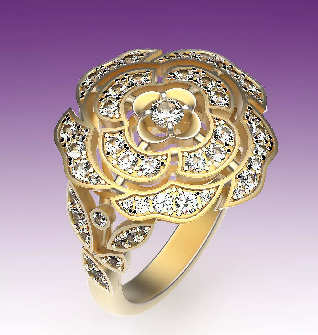 Ring Camellia 3D print model_0
