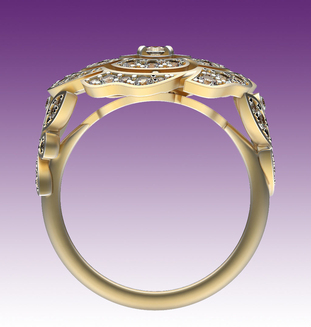 Ring Camellia 3D print model_5