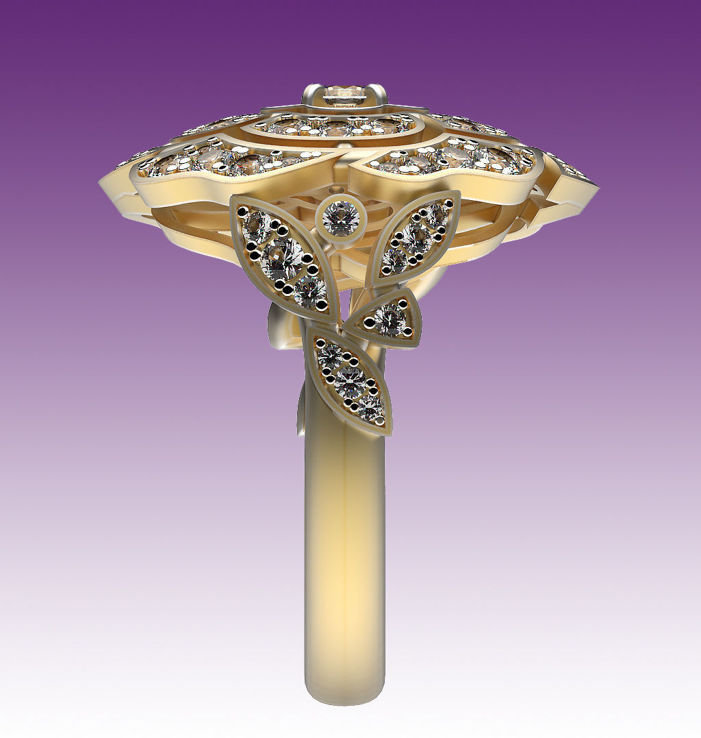 Ring Camellia 3D print model_4