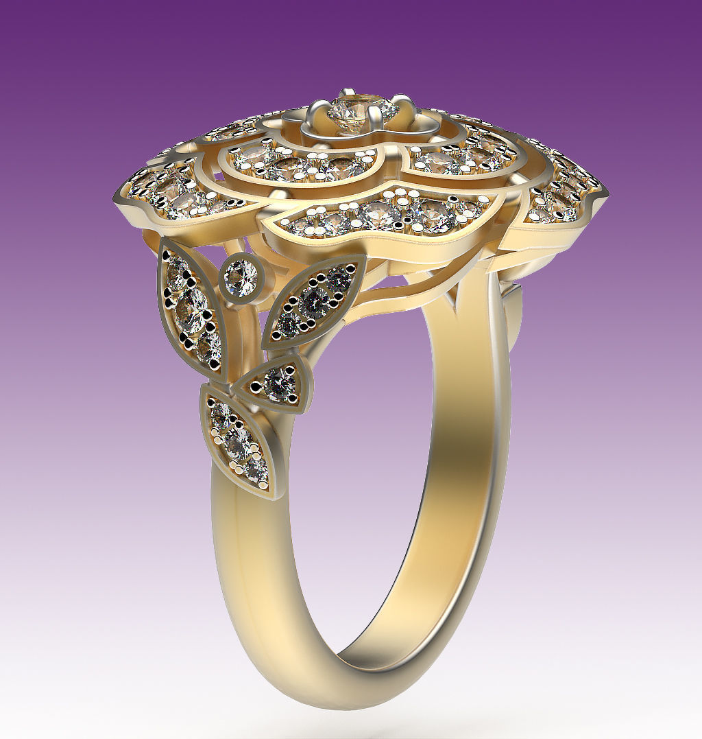 Ring Camellia 3D print model_1