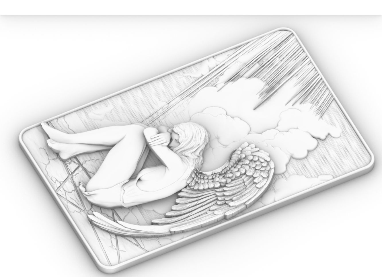 angel female Bas Relief 3D print model cnc 3D print model_4