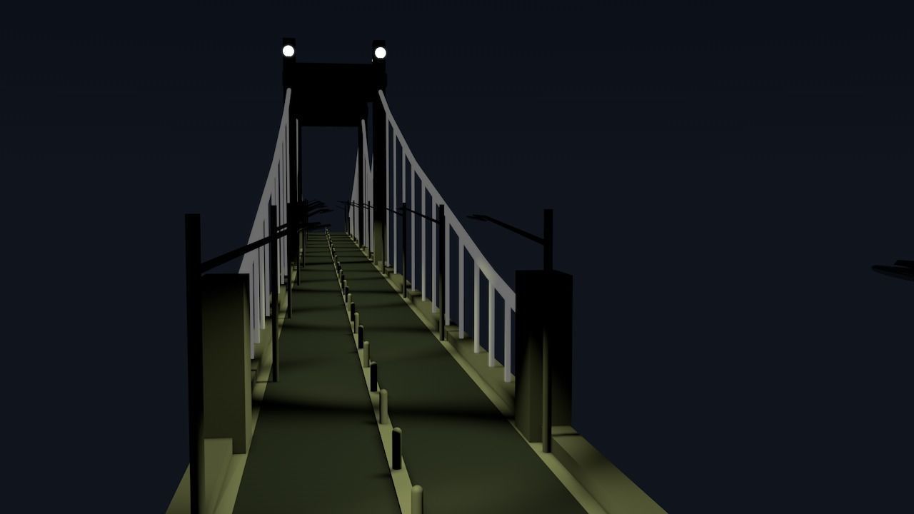 Bridge on night Free low-poly 3D model_9