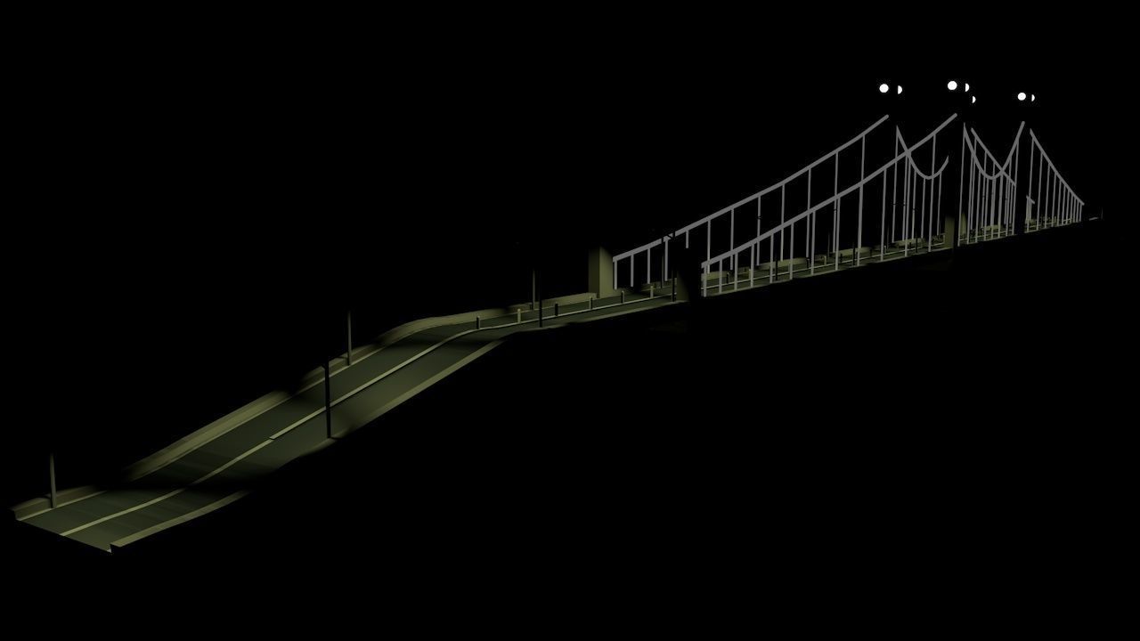 Bridge on night Free low-poly 3D model_1