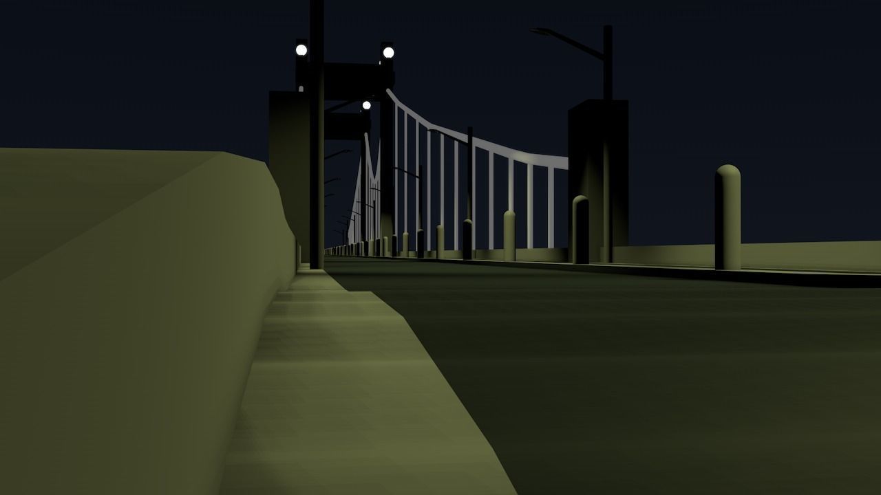 Bridge on night Free low-poly 3D model_13