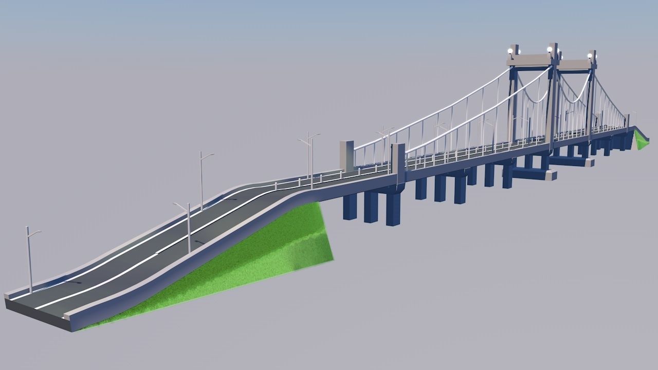 Bridge on night Free low-poly 3D model_5