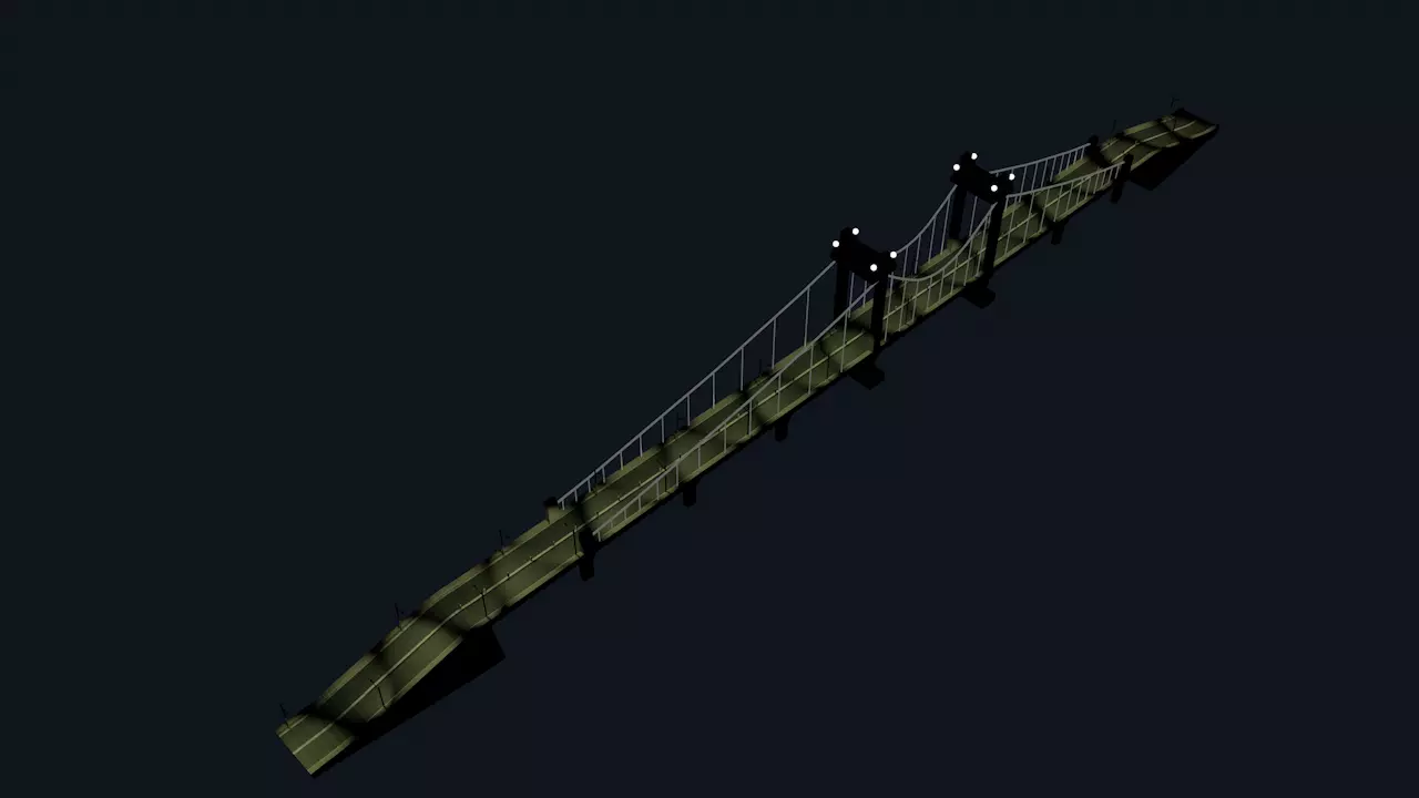 Bridge on night Free low-poly 3D model_0