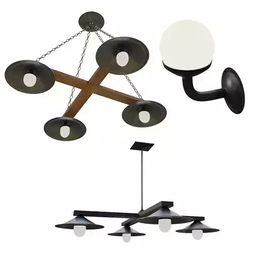 Kit Light Fixtures for Large Places PBR Option Textures  Low-poly 3D model