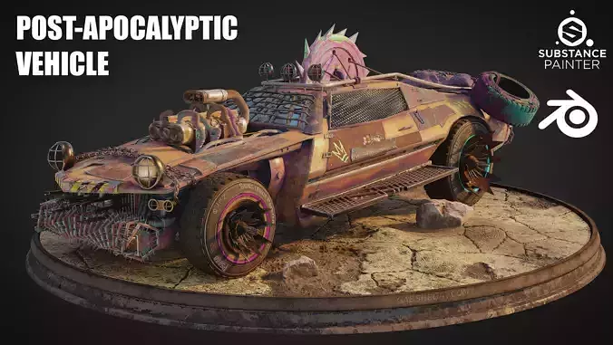 Post Apocalyptic Vehicle Blender Scene 3D model