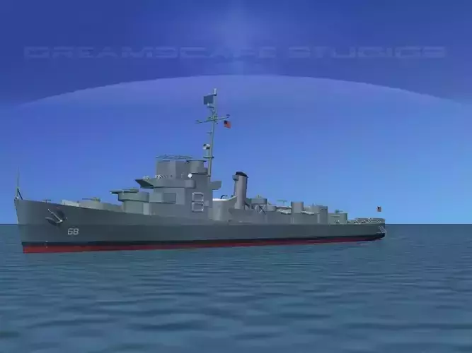Destroyer Escort DE-68 USS Bates 3D model