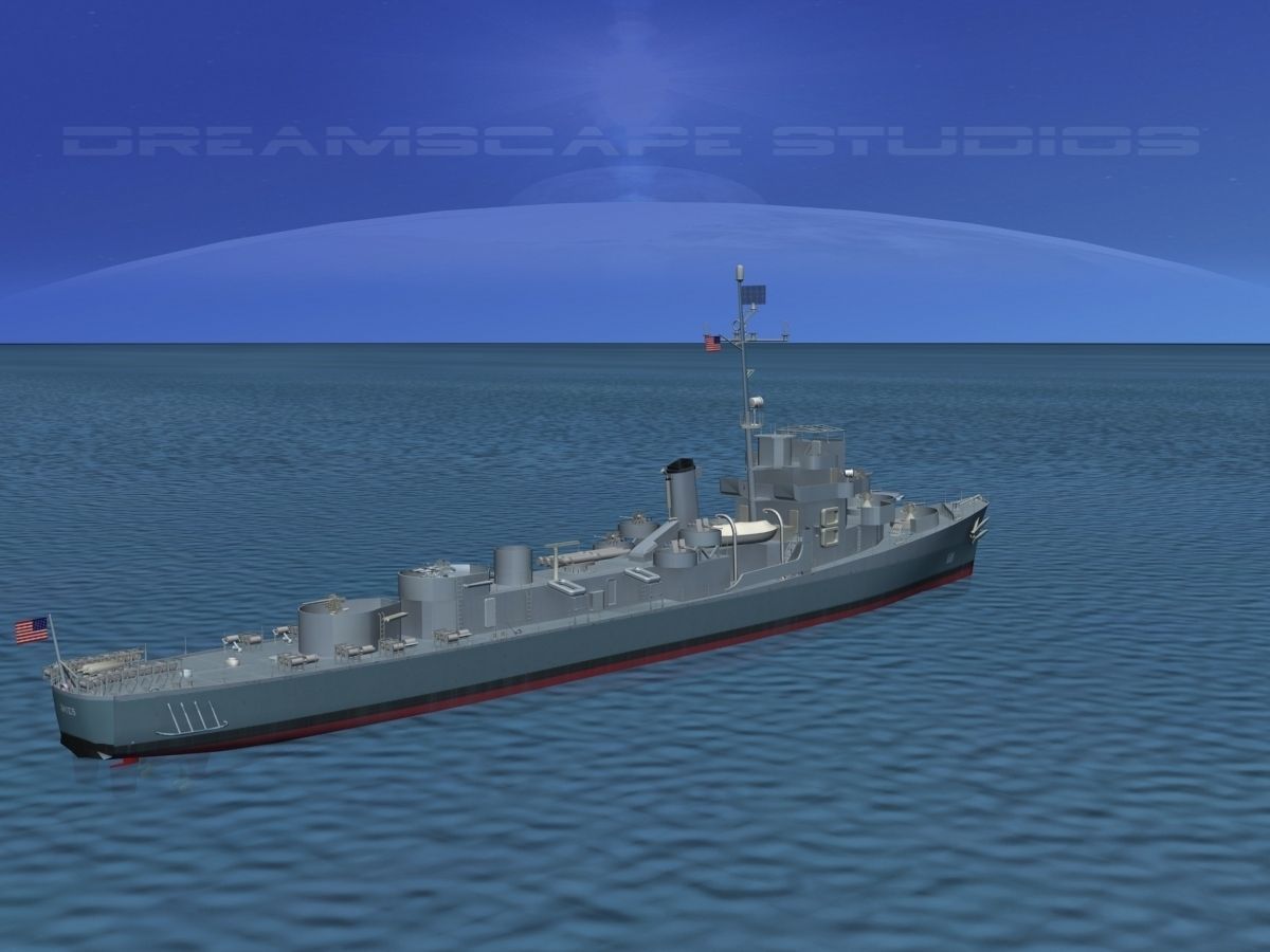 Destroyer Escort DE-68 USS Bates 3D model_4