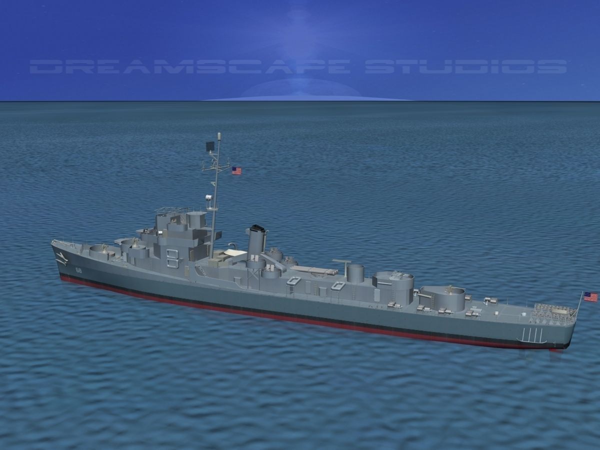 Destroyer Escort DE-68 USS Bates 3D model_7