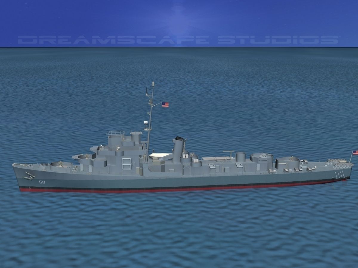 Destroyer Escort DE-68 USS Bates 3D model_8