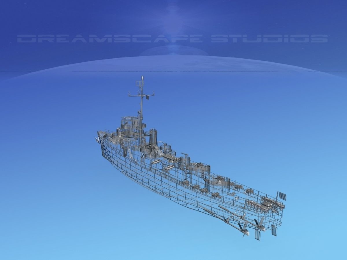 Destroyer Escort DE-68 USS Bates 3D model_11