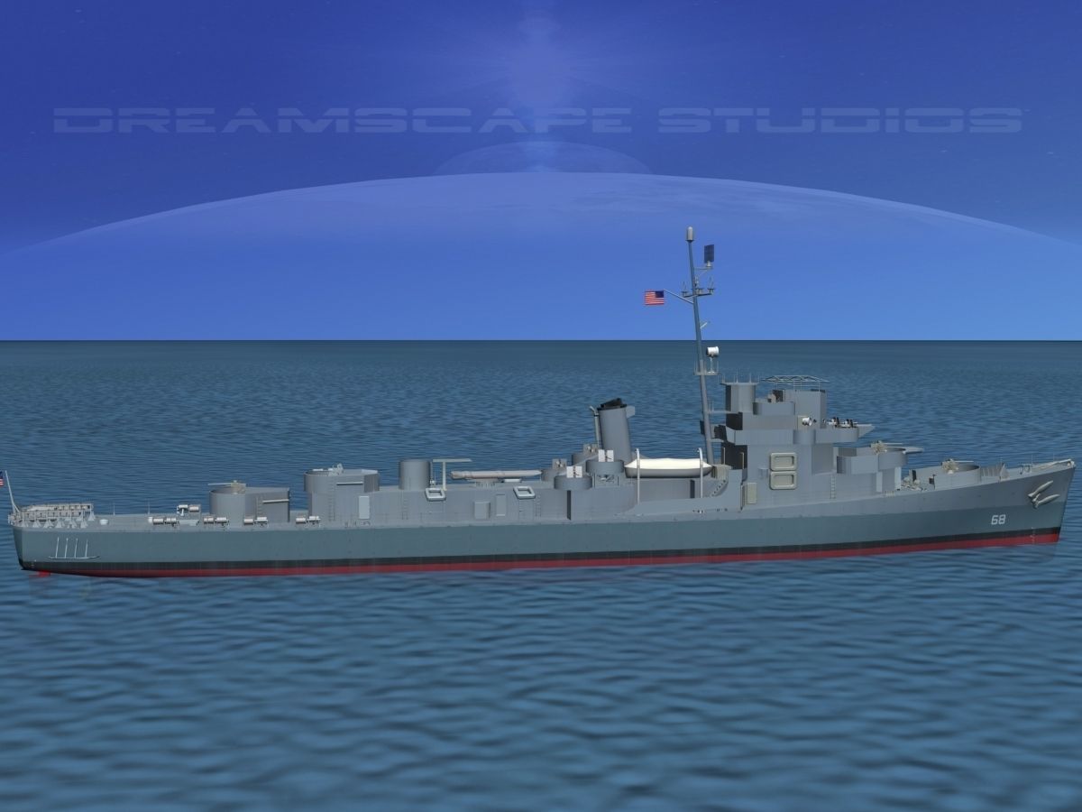 Destroyer Escort DE-68 USS Bates 3D model_3