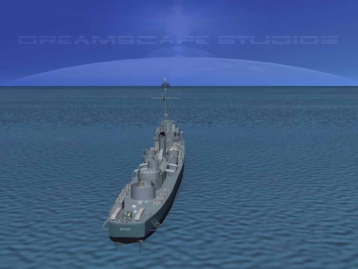 Destroyer Escort DE-68 USS Bates 3D model_5