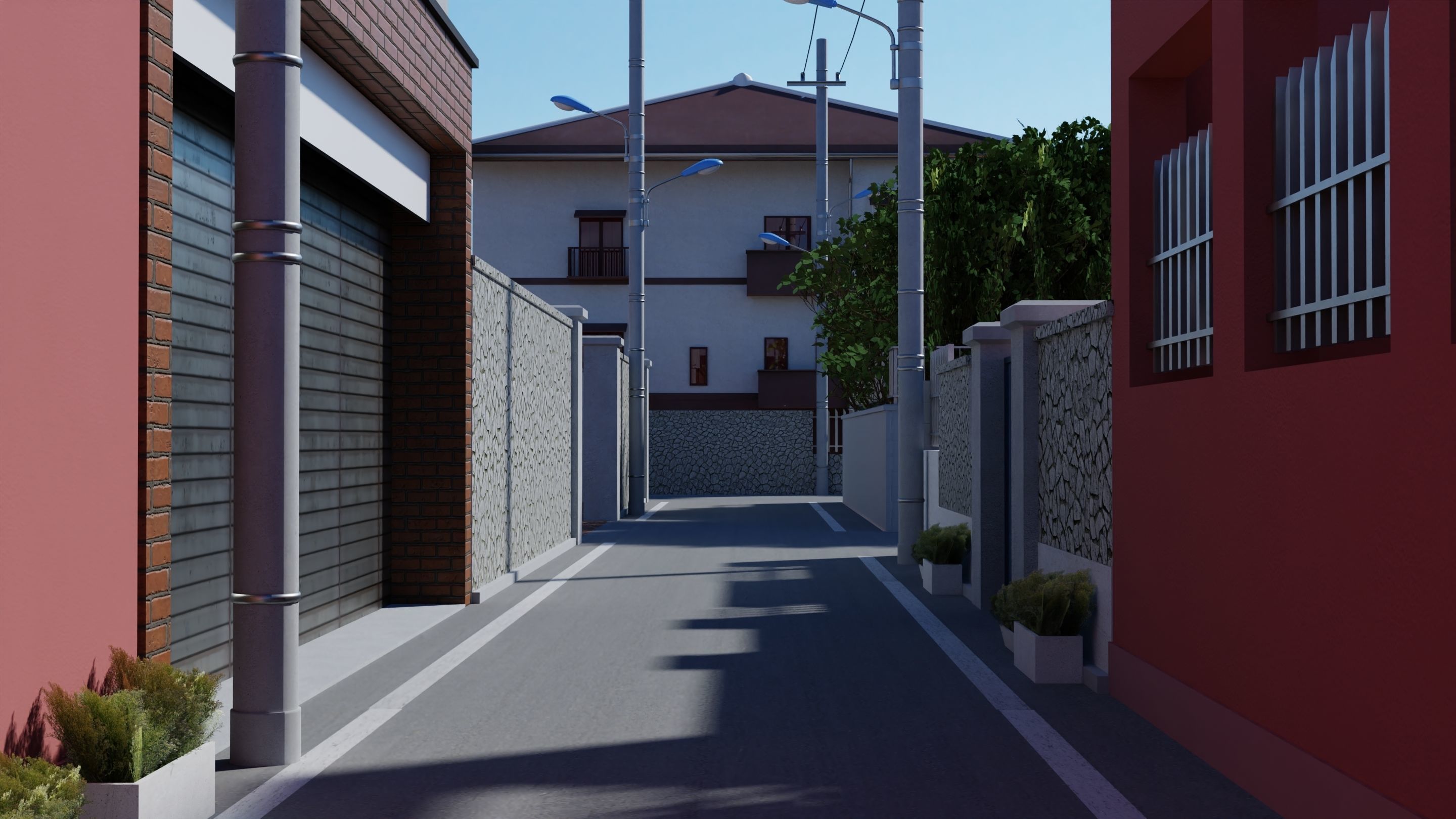 Anime Street Low-poly 3D model_4
