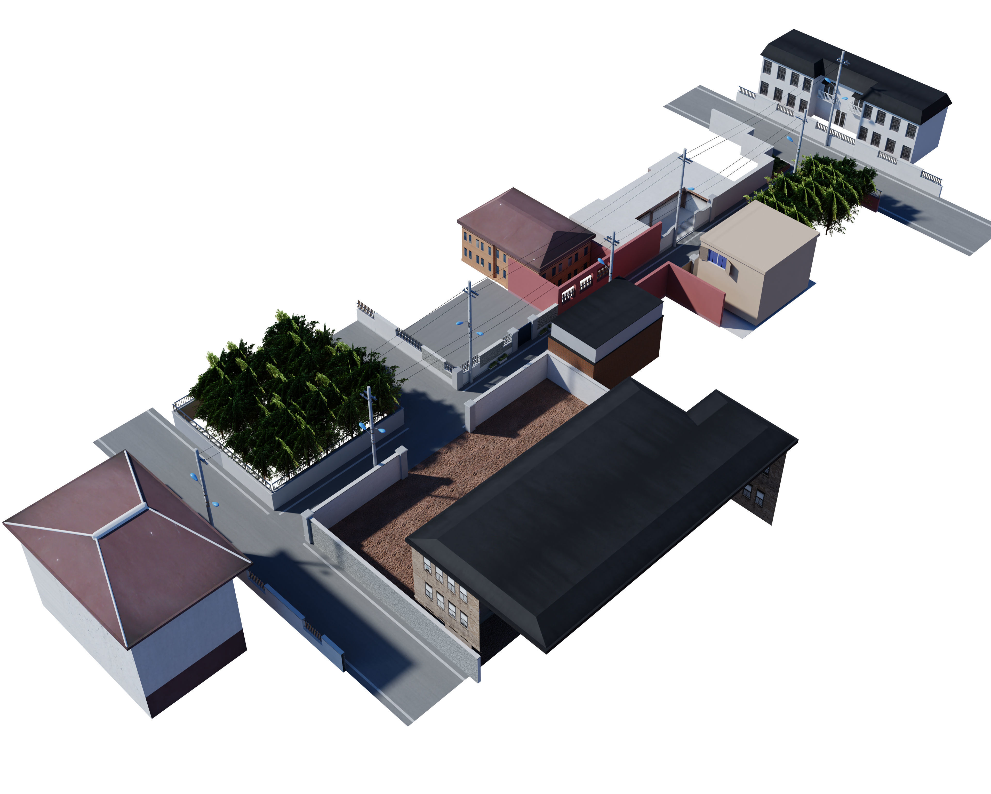 Anime Street Low-poly 3D model_19