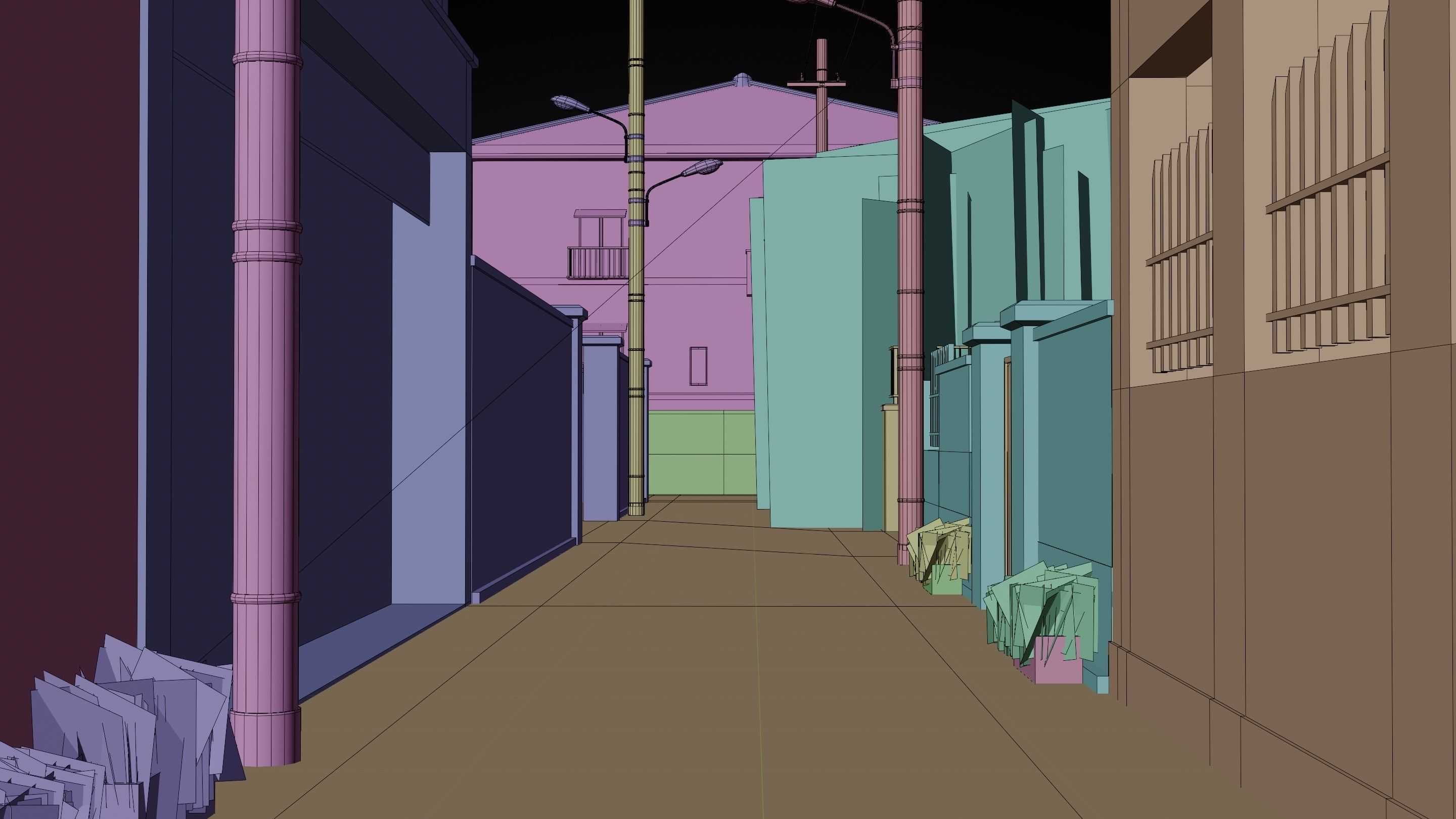 Anime Street Low-poly 3D model_5