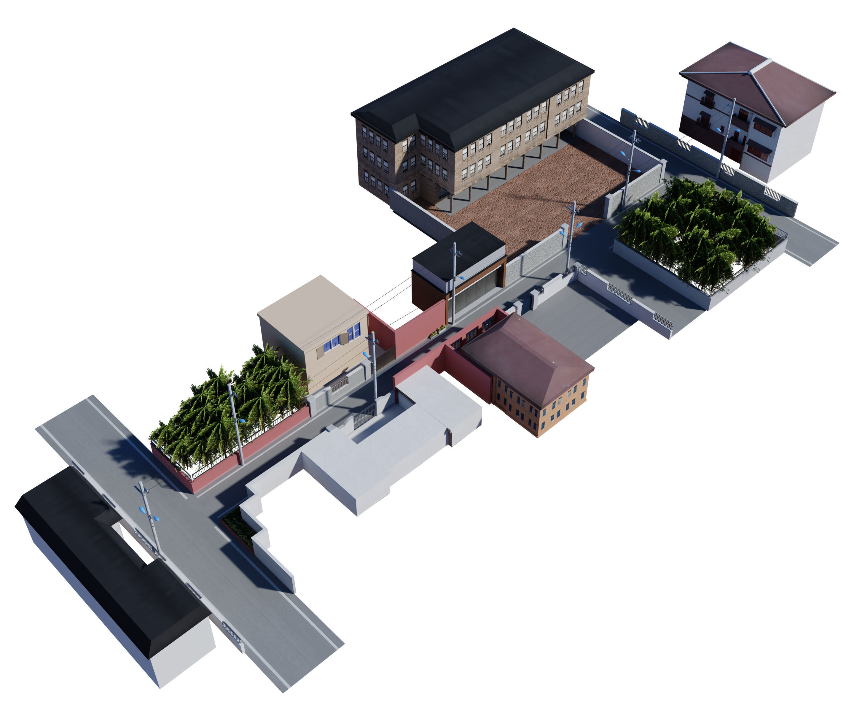 Anime Street Low-poly 3D model_17