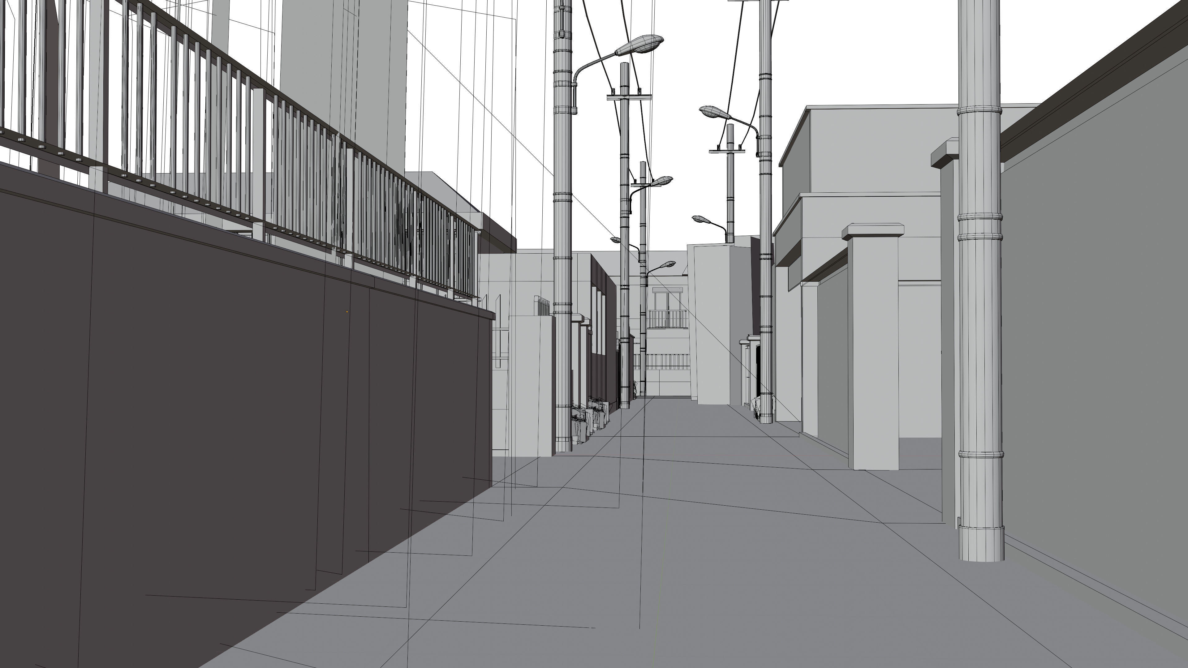 Anime Street Low-poly 3D model_13