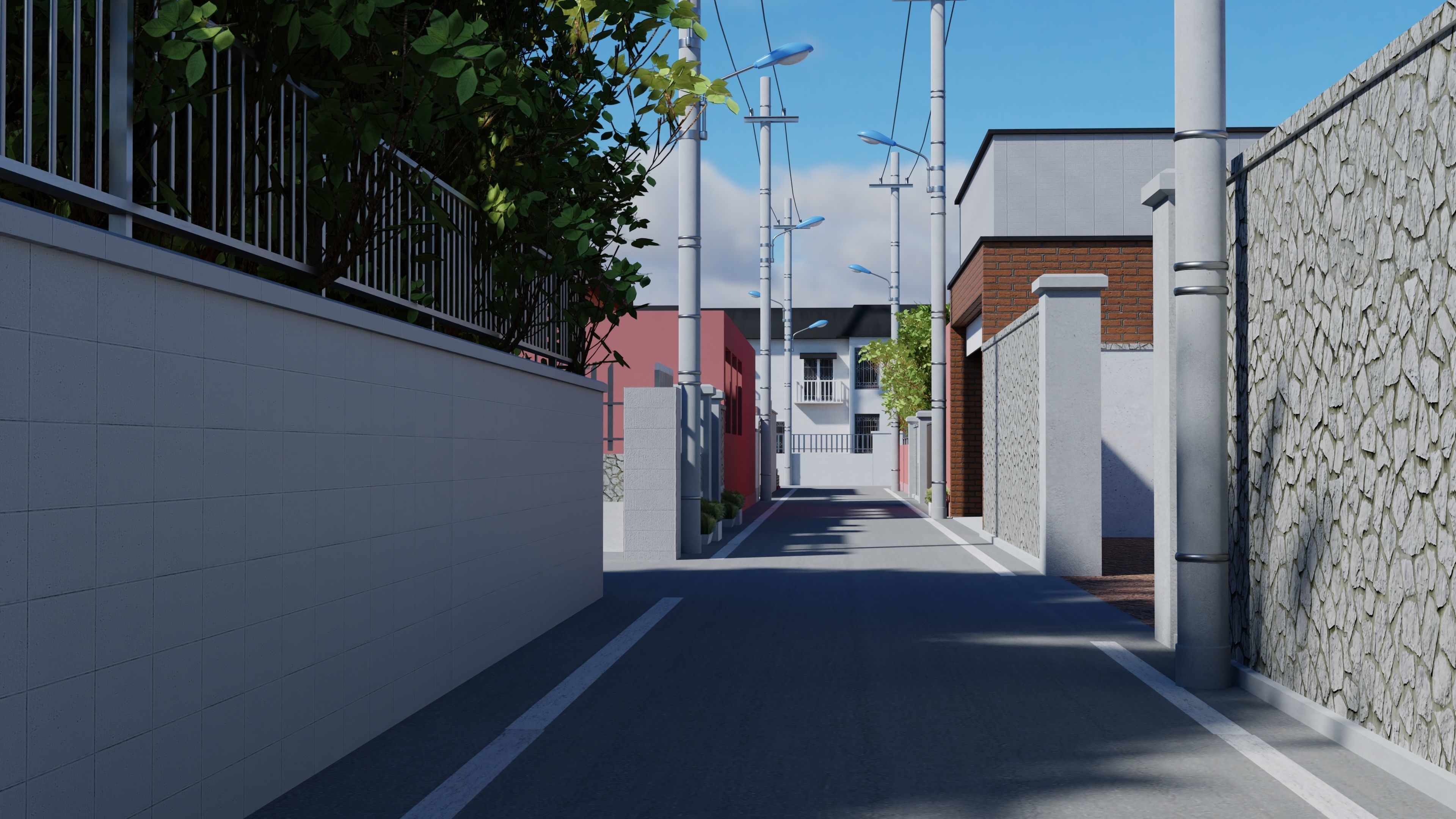 Anime Street Low-poly 3D model_12